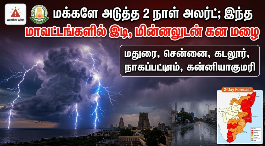 மக்களே அடுத்த 2 நாள் அலர்ட்; இந்த மாவட்டங்களில் இடி, மின்னலுடன் கன மழை