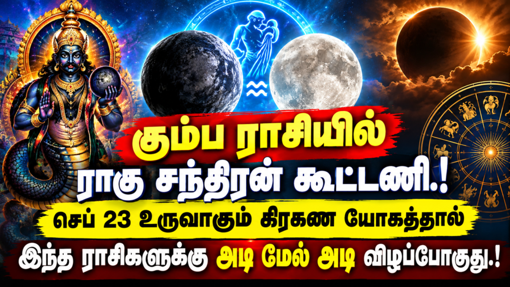 Grahan Yog 2026: கும்ப ராசியில் ராகு சந்திரன் கூட்டணி.! செப் 23 உருவாகும் கிரகண யோகத்தால் இந்த ராசிகளுக்கு அடி மேல் அடி விழப்போகுது.!