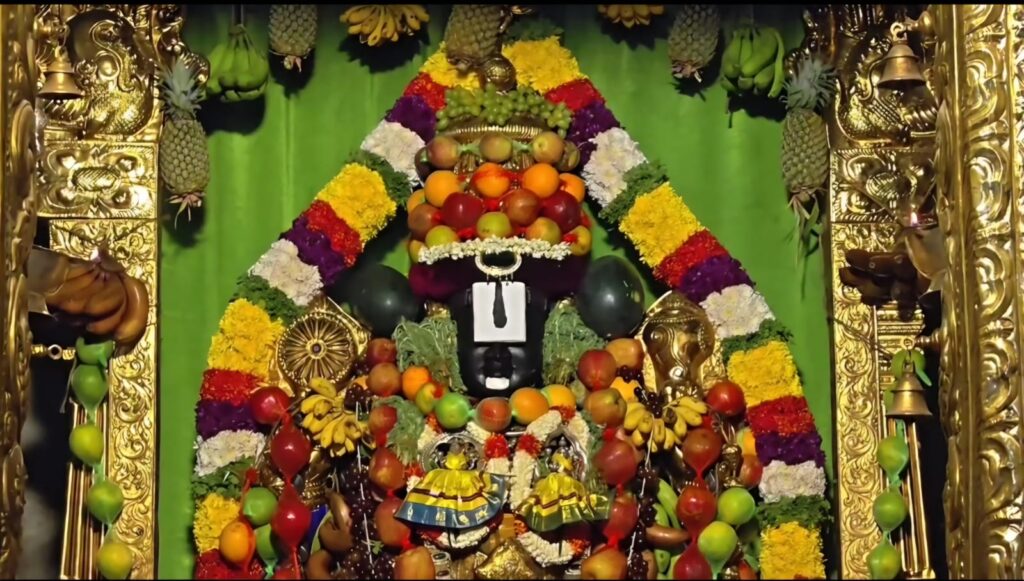 ஸ்ரீவாரி வெங்கடாஜலபதி 100 கிலோ பழங்களால் அலங்கரிக்கப்பட்டு பக்தர்களுக்கு அருள் பாலித்தார்