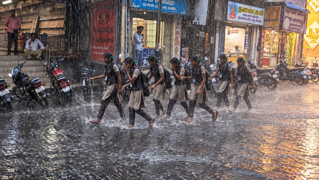 பண்ருட்டியில் இடியுடன் கூடிய கனமழை - தெருக்களில் வெள்ளநீர் பெருக்கெடுப்பு