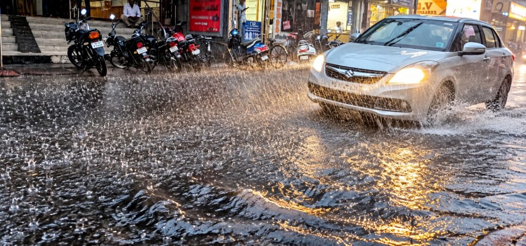 பண்ருட்டியில் இடியுடன் கூடிய கனமழை - தெருக்களில் வெள்ளநீர் பெருக்கெடுப்பு