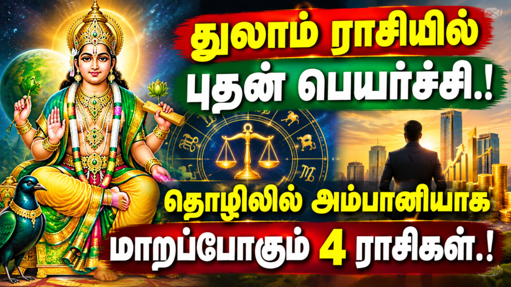துலாம் ராசியில் புதன் பெயர்ச்சி.! தொழிலில் அம்பானியாக மாறப்போகும் 4 ராசிகள்.!