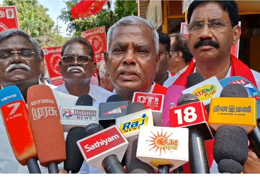 இந்திய கம்யூனிஸ்ட் கட்சி வேட்பாளர் சலீமை ஆதரித்து CPI(M)சண்முகம் தீவிர வாக்கு சேகரிப்பு